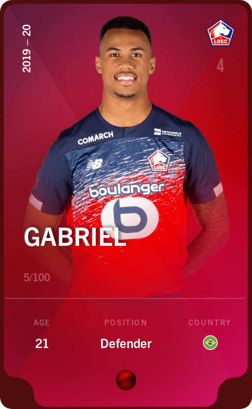 Sorare - Sorare Official - Gabriel 2019-20 • Rare 5/100 - NFT # 85365649498136506729615558389587343988153629669856114158584426086598953002825