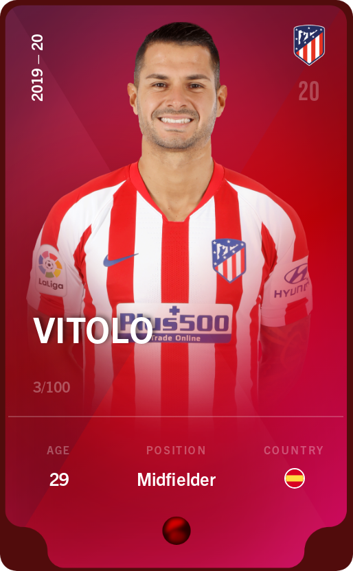 Sorare - Sorare Official - Vitolo 2019-20 • Rare 3/100 - NFT # 56638881661540446707523249177538879988057970307769151467260110221933670205431