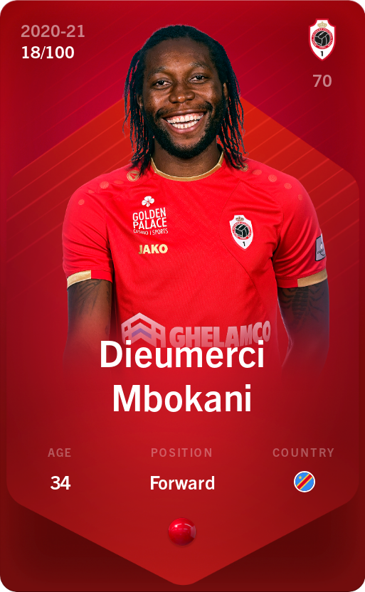 Sorare - Sorare Official - Dieumerci Mbokani 2020-21 • Rare 18/100 - NFT # 95213665810456986573550138293812120247407882578690735717677118151836072818438