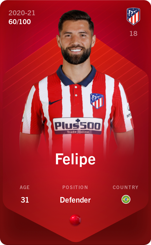 Sorare - Sorare Official - Felipe 2020-21 • Rare 60/100 - NFT # 86981331661816354174105325187914398186031361034239980385687647250616033011746