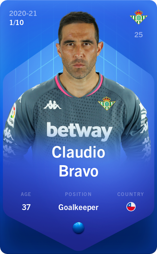 Sorare - Sorare Official - Claudio Bravo 2020-21 • Super Rare 1/10 - NFT # 46596986002958802363333960064310538619510210397171935876225465869013996797023