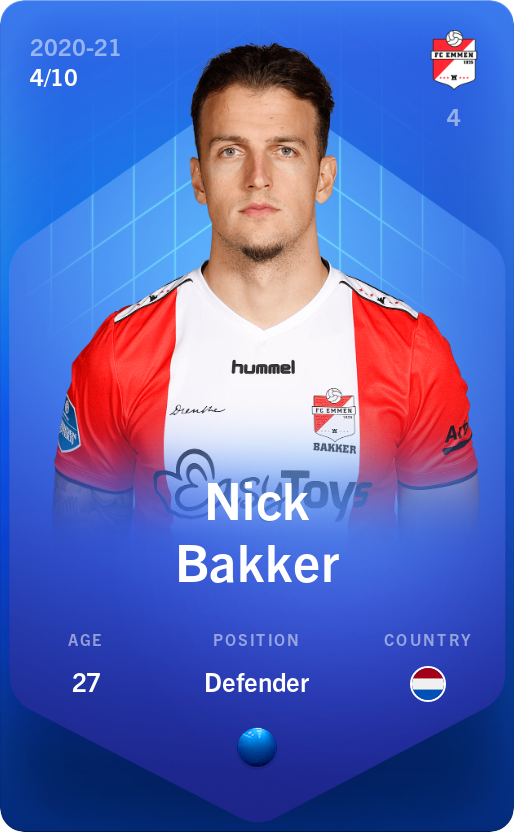 Sorare - Sorare Official - Nick Bakker 2020-21 • Super Rare 4/10 - NFT # 104752682693210340347495514602871600032414224905994126903060226640477772183614