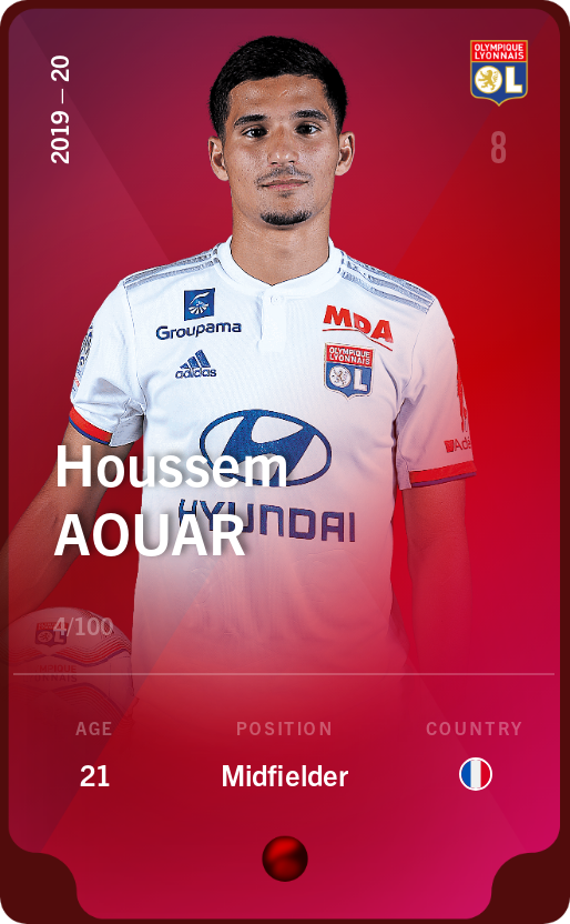 Sorare - Sorare Official - Houssem Aouar 2019-20 • Rare 4/100 - NFT # 100690825876861251375658353947418593924717941228168069444626630776731516675278