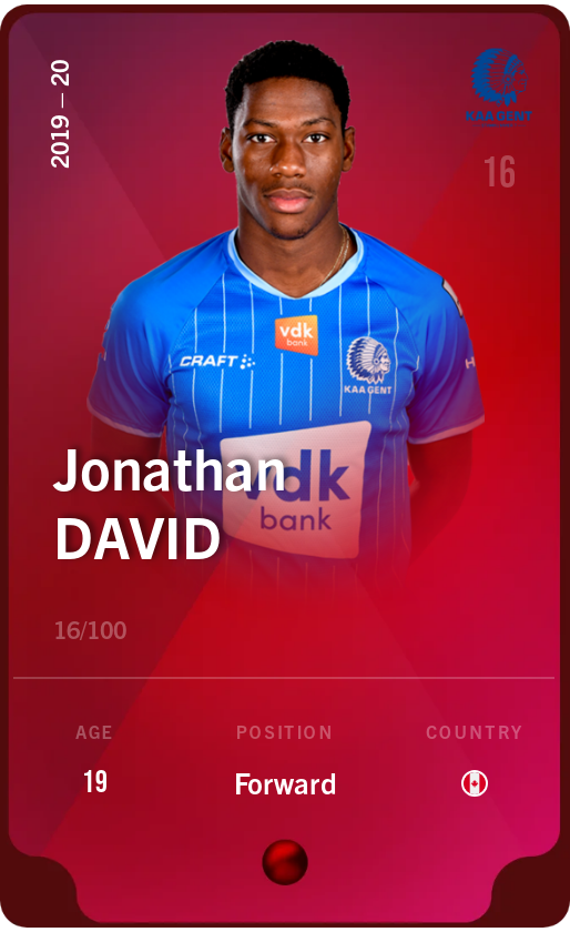 Sorare - Sorare Official - Jonathan David 2019-20 • Rare 16/100 - NFT # 18066752403324635495972429352185615860175681310021561690316482126320338136739