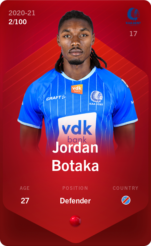 Sorare - Sorare Official - Jordan Botaka 2020-21 • Rare 2/100 - NFT # 27201551281711721784094912786287089260699252378157606515703003849813711651901