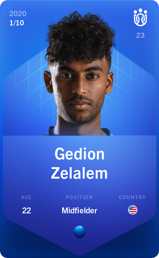 Sorare - Sorare Official - Gedion Zelalem 2020-21 • Super Rare 1/10 - NFT # 37455184825495158565119986896289405818324538232586601430222912931727679178024
