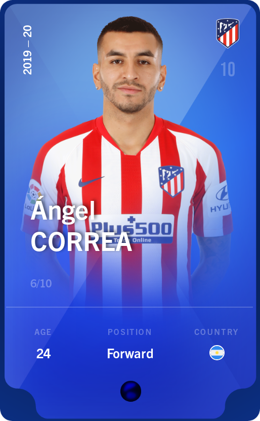 Sorare - Sorare Official - Ángel Correa 2019-20 • Super Rare 6/10 - NFT # 96606844147097445304393260630625229921083695506290064921233466828140004787660