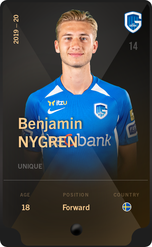 Sorare - Sorare Official - Benjamin Nygren 2019-20 • Unique - NFT # 43000905549346641949543319155047528738735627530099848171150071132560375695794