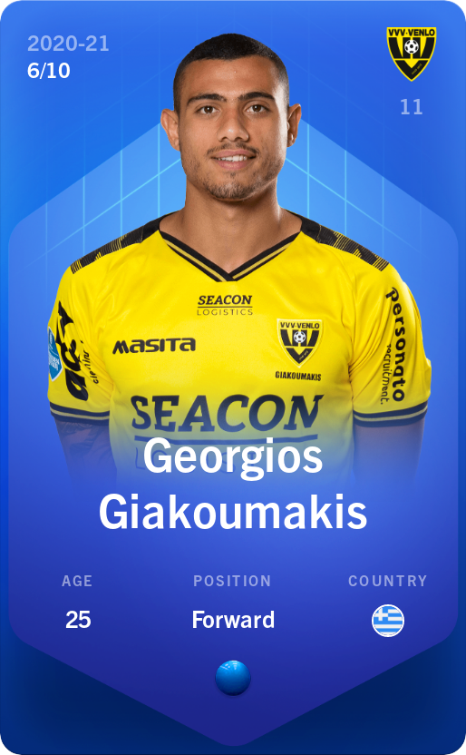 Sorare - Sorare Official - Georgios Giakoumakis 2020-21 • Super Rare 6/10 - NFT # 4874289069132154692887664844093880366562705094562528069192127463868302350417