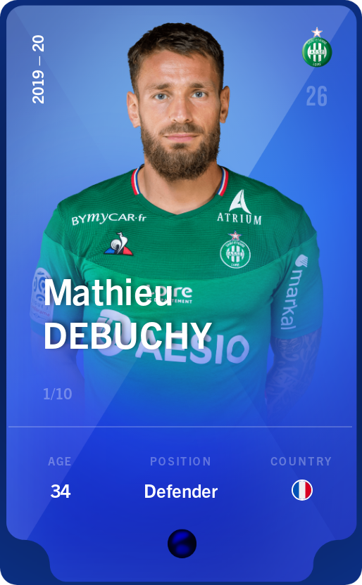 Sorare - Sorare Official - Mathieu Debuchy 2019-20 • Super Rare 1/10 - NFT # 90000712826051659812820184780831816581999375691733580919803027866669223304171