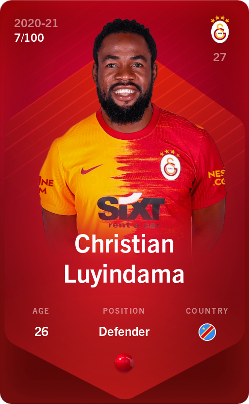 Sorare - Sorare Official - Christian Luyindama 2020-21 • Rare 7/100 - NFT # 25318368778806824444366685053958111665565303884607399771162331768805906688388