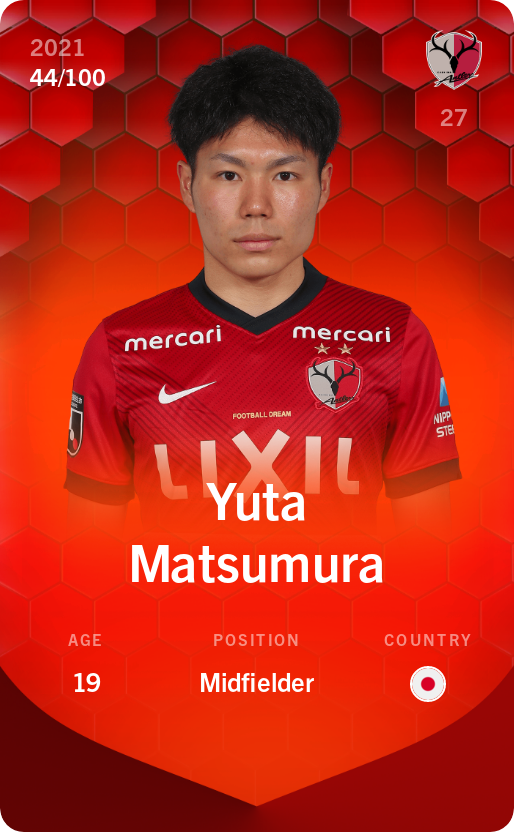 Sorare - Sorare Official - Yuta Matsumura 2021-22 • Rare 44/100 - NFT # 55223889338074347325338608335638095912526925458736024994239883326844011370291