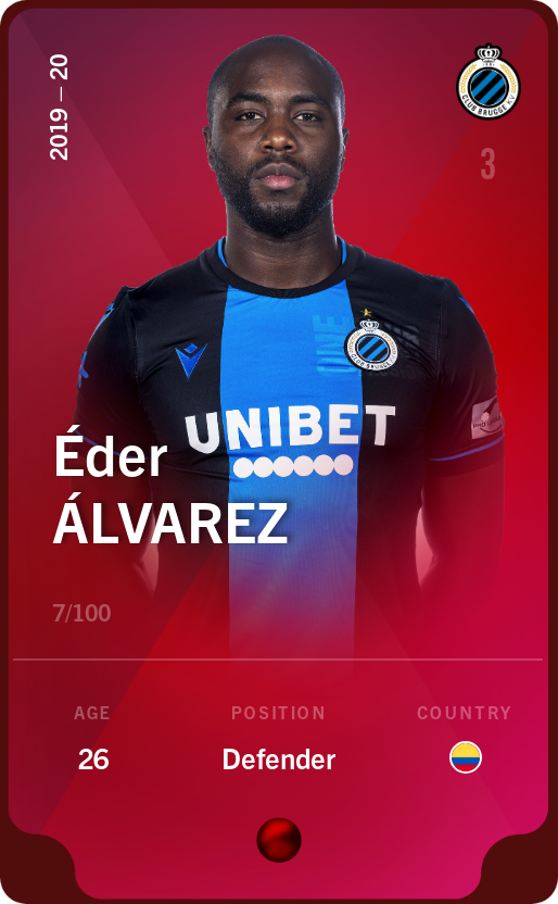 Sorare - Sorare Official - Éder Álvarez 2019-20 • Rare 7/100 - NFT # 1943989411492373635462455796619841921067682224485068530278869307566843871678