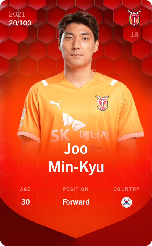 Sorare - Sorare Official - Joo Min-Kyu 2021-22 • Rare 20/100 - NFT # 43889024148021979900079020743189065311019508279722756169432730991027873697520