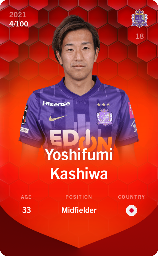 Sorare - Sorare Official - Yoshifumi Kashiwa 2021-22 • Rare 4/100 - NFT # 59385766556540307717644593311404037919438068481614636775072079397937027587356