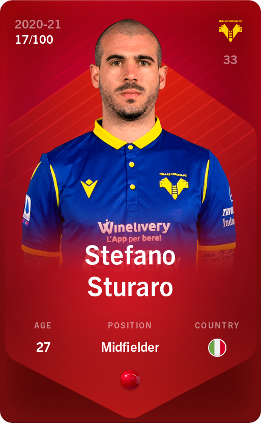 Sorare - Sorare Official - Stefano Sturaro 2020-21 • Rare 17/100 - NFT # 85915934112623895131166022331278057523055726432417605010733878899118420376465