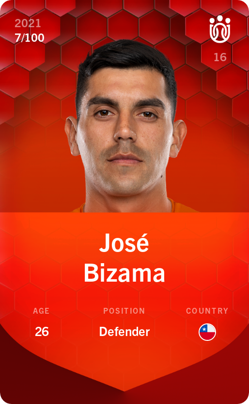 Sorare - Sorare Official - José Bizama 2021-22 • Rare 7/100 - NFT # 101144360963233926909381382977408059215694464045631957904619325725255672254878