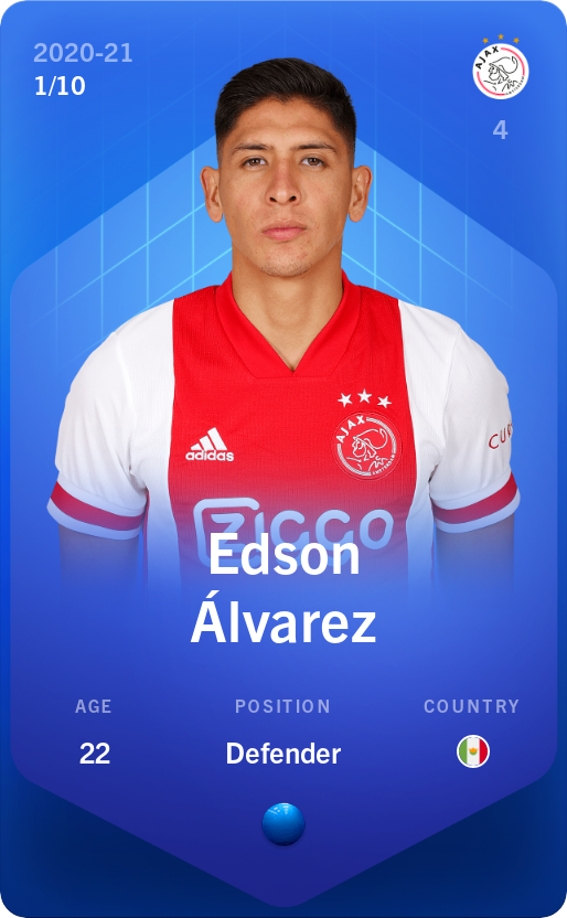 Sorare - Sorare Official - Edson Álvarez 2020-21 • Super Rare 1/10 - NFT # 113972322625997534080339120919226470789970972280050955498846175369534209204057