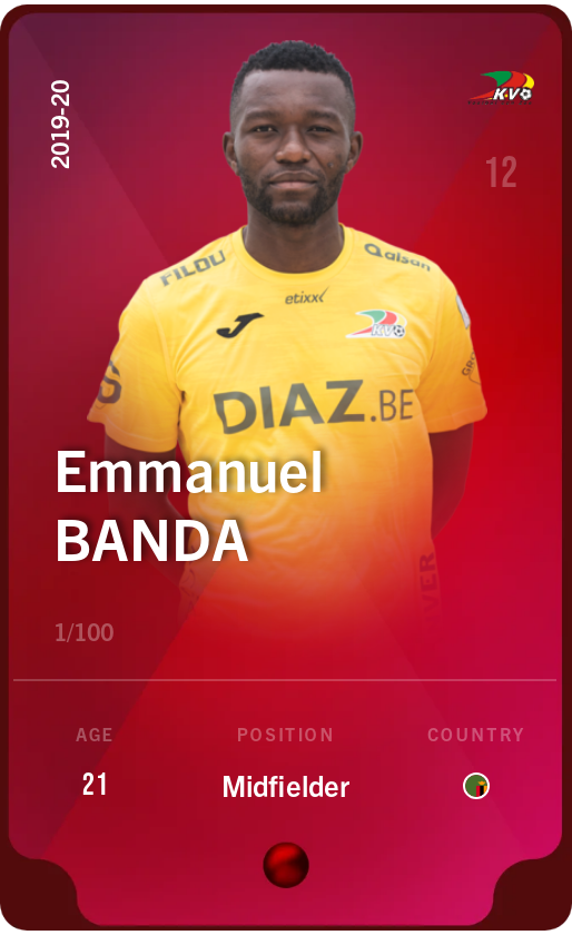 Sorare - Sorare Official - Emmanuel Banda 2019-20 • Rare 1/100 - NFT # 60464360878433211716846958805579423714126450383833654384785389161453828083783