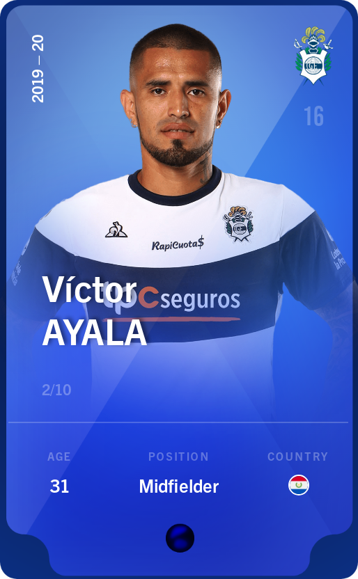 Sorare - Sorare Official - Víctor Ayala 2019-20 • Super Rare 2/10 - NFT # 84160824867794941451951145910690240739078047157264683183638297421254747397723