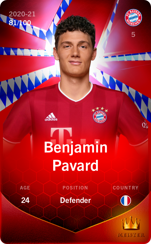 Sorare - Sorare Official - Benjamin Pavard 2020-21 • Rare 81/100 - NFT # 111152916145686486652806076901748644293405584492937025332351063502094998081022