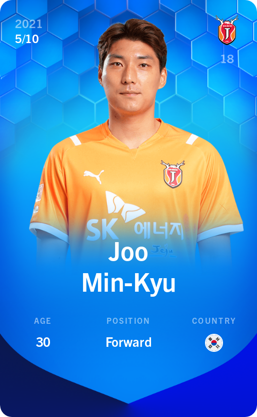 Sorare - Sorare Official - Joo Min-Kyu 2021-22 • Super Rare 5/10 - NFT # 5845536422049221576819433130640500028471324453678031515264235877766153087720