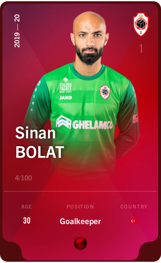 Sorare - Sorare Official - Sinan Bolat 2019-20 • Rare 4/100 - NFT # 111831892850243692658752553787027909979009993584832850896708637524463177687135