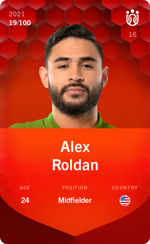Sorare - Sorare Official - Alex Roldan 2021-22 • Rare 19/100 - NFT # 4250291783757207704691402044407575740664648987375965530711549206222979605474