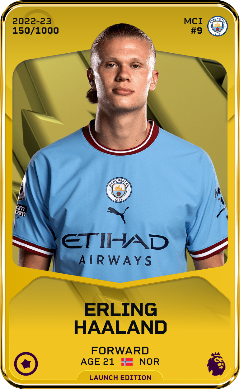 Sorare - Sorare Official - Erling Haaland 2022-23 • Limited 150/1000 - NFT # 54436338439809132854977211481215294845550415580338950159958500913507646227576