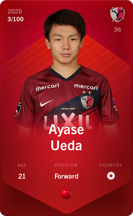Sorare - Sorare Official - Ayase Ueda 2020-21 • Rare 3/100 - NFT # 6681784372055318493687039204681739518183358826733158391997418924472496430838