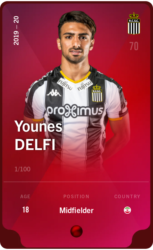 Sorare - Sorare Official - Younes Delfi 2019-20 • Rare 1/100 - NFT # 5582236264696586019561870258838433365294999034460910371760770726031181977251