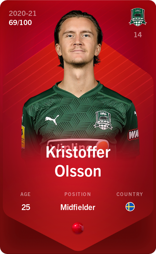 Sorare - Sorare Official - Kristoffer Olsson 2020-21 • Rare 69/100 - NFT # 88370749335208651246565855082833722666973876246871632999241412396000953962359