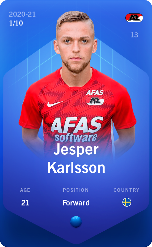 Sorare - Sorare Official - Jesper Karlsson 2020-21 • Super Rare 1/10 - NFT # 51019732375775262899029116532055164251635322405125386010105331234048392139770
