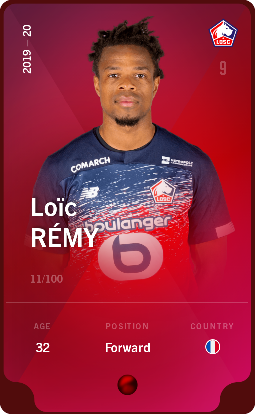 Sorare - Sorare Official - Loïc Rémy 2019-20 • Rare 11/100 - NFT # 3737097021321098580197739791683702499407935479179601856378912966225958435967