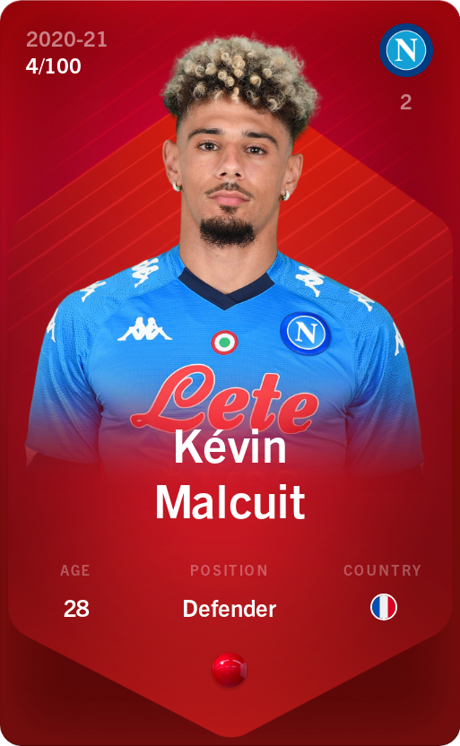Sorare - Sorare Official - Kévin Malcuit 2020-21 • Rare 4/100 - NFT # 35176668552853447573677623856085453385233822688428393881495528372942673168114