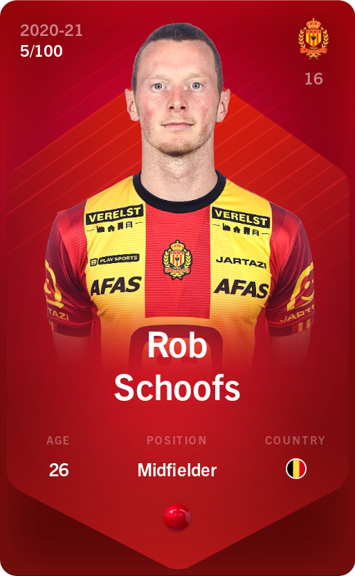 Sorare - Sorare Official - Rob Schoofs 2020-21 • Rare 5/100 - NFT # 63358615561844100202966982991595125418449392362273346858025554817573982618292