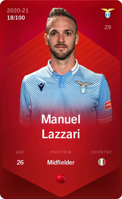 Sorare - Sorare Official - Manuel Lazzari 2020-21 • Rare 18/100 - NFT # 45602283636070803951954507325376557675166219182180639387188368125120911599098