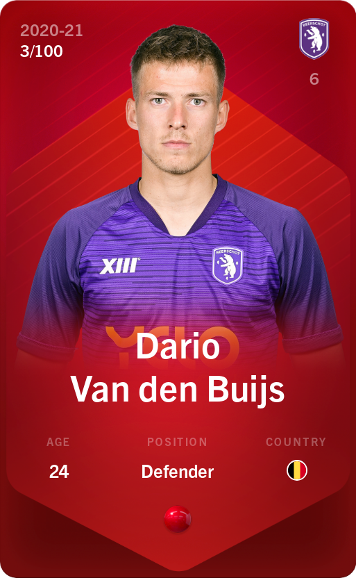 Sorare - Sorare Official - Dario Van den Buijs 2020-21 • Rare 3/100 - NFT # 81800770904814603992829180765679952050306836528353107006593697455580336801683