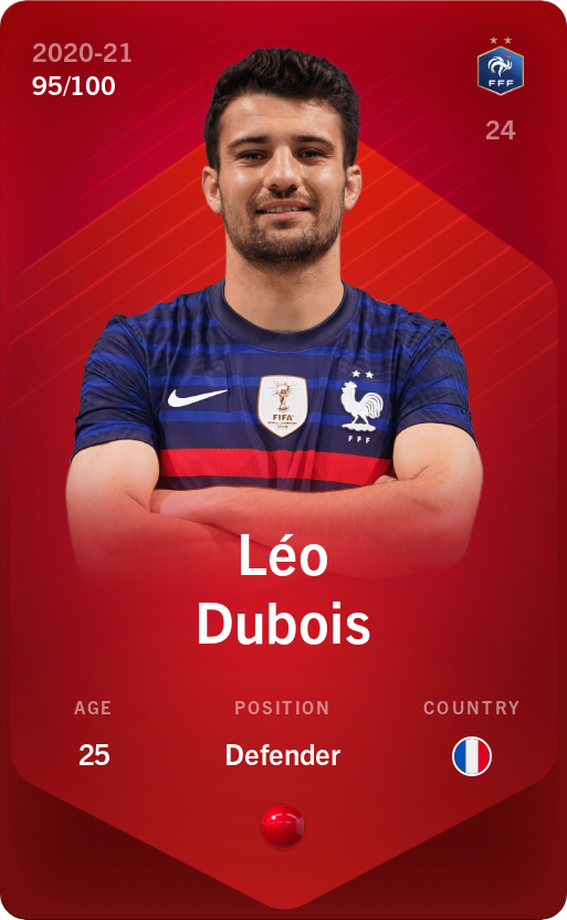Sorare - Sorare Official - Léo Dubois 2020-21 • Rare 95/100 - NFT # 27298353488392590793889568819875430513183037564675256922878402528470758648582