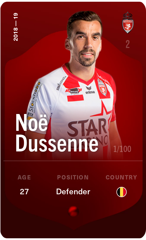 Sorare - Sorare Official - Noë Dussenne 2018-19 • Rare 1/100 - NFT # 2499885824200600760004109296799601056659302583601133847576103267970996022719