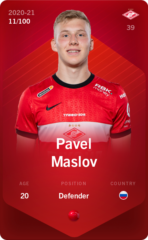 Sorare - Sorare Official - Pavel Maslov 2020-21 • Rare 11/100 - NFT # 110124655323043672505795944500855377146125129931000274988032334238377513813596