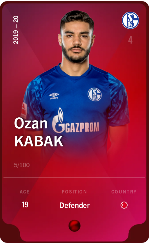 Sorare - Sorare Official - Ozan Kabak 2019-20 • Rare 5/100 - NFT # 72920728287712249436588173486721242612461903286364246687831523722577911176337