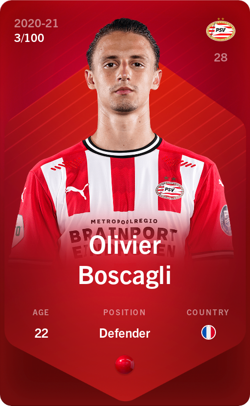 Sorare - Sorare Official - Olivier Boscagli 2020-21 • Rare 3/100 - NFT # 76209618969200018433861850346651517514307634005354075131001161322922224625327