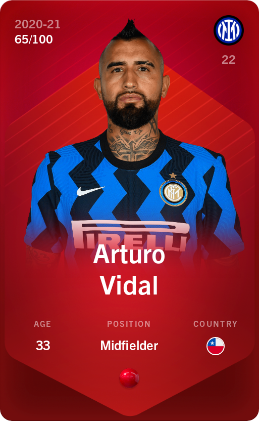 Sorare - Sorare Official - Arturo Vidal 2020-21 • Rare 65/100 - NFT # 17037820141633594676802296682789746891305781256415222393328784574982858302834