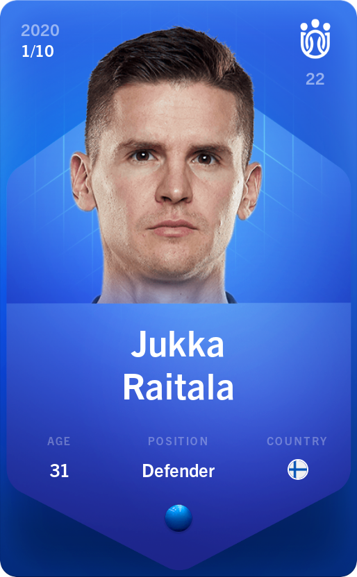 Sorare - Sorare Official - Jukka Raitala 2020-21 • Super Rare 1/10 - NFT # 24319044277581274816757898352675520957906333560908047548160703373171736926292