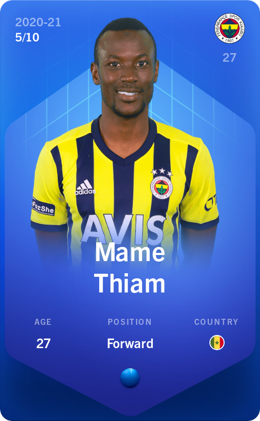 Sorare - Sorare Official - Mame Thiam 2020-21 • Super Rare 5/10 - NFT # 49402046629309155335549744519259913355830493740429199659924362298653772341578