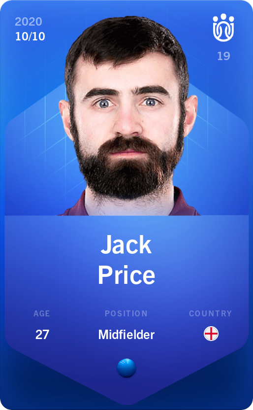Sorare - Sorare Official - Jack Price 2020-21 • Super Rare 10/10 - NFT # 83380131793505173235812671213415570228426004603830579048073655225576808469753