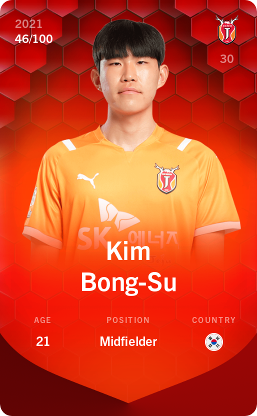 Sorare - Sorare Official - Kim Bong-Su 2021-22 • Rare 46/100 - NFT # 43090195374630158102734965754160215857397344040853186160696928908134039681207