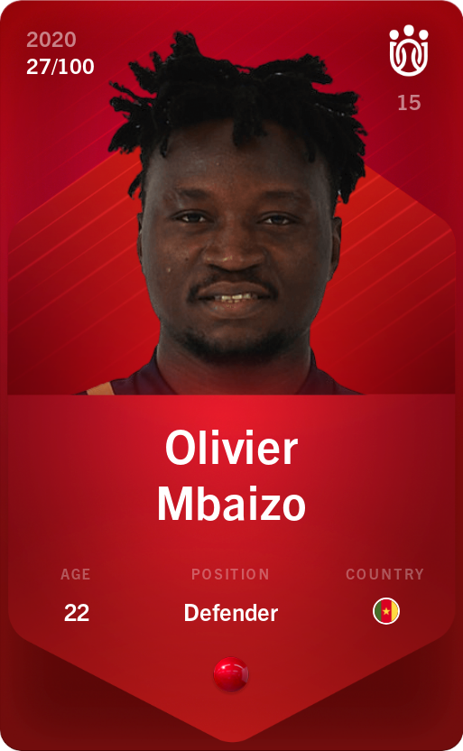 Sorare - Sorare Official - Olivier Mbaizo 2020-21 • Rare 27/100 - NFT # 93904603298305066901729876517264165108743401351801345100088706885690781266854