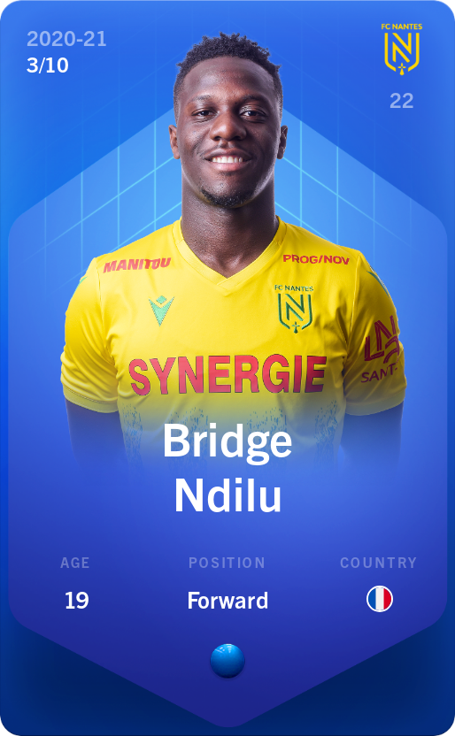 Sorare - Sorare Official - Bridge Ndilu 2020-21 • Super Rare 3/10 - NFT # 3465786858769978678507157191186805240115343580922698374086027360825596170009